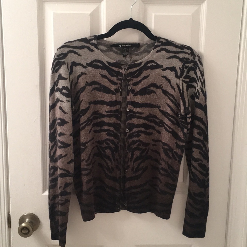 Zebra print 100% cashmere sweater